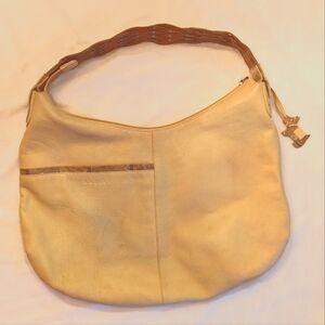 RADLEY Studded Shoulder Bag Braided Strap Leather Yellow/Tan  17"x11"